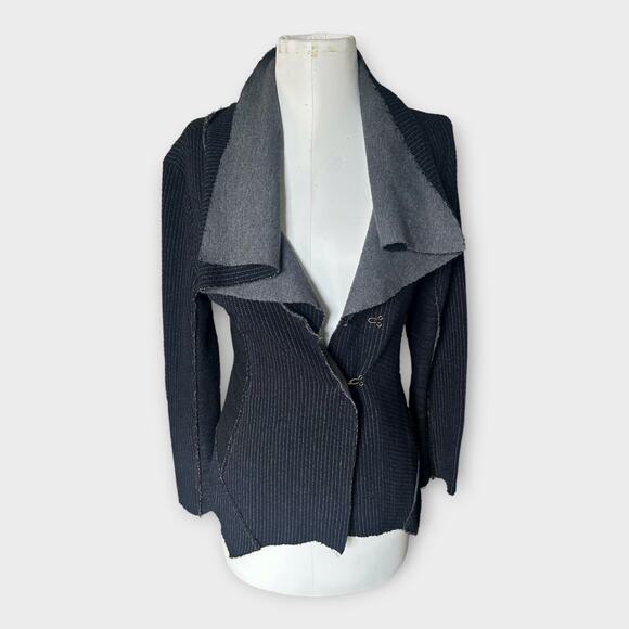 Aratta Silent Journey Drapey Asymmetrical Wrap Cardigan Navy Blue S Edgy Boho - Picture 1 of 11
